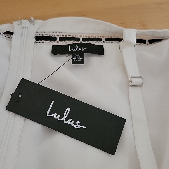 Lulus White Crochet Lace Pleated Ribbon Tank Top, Adjustable Strap Women's Sz Xl - Picture 5 of 6